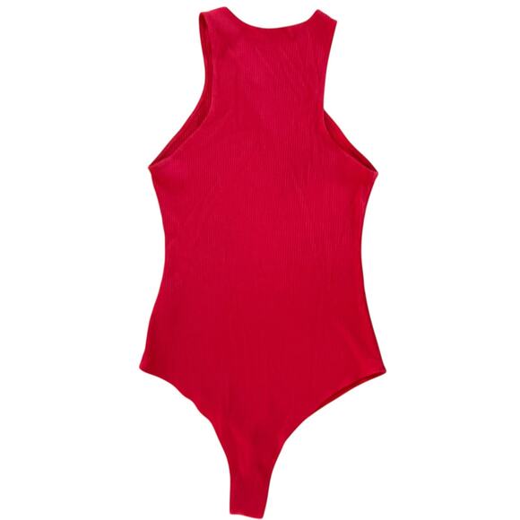 Reformation V-Neck Ribbed Bodysuit Sleeveless Red Women's Size Medium - Picture 2 of 6